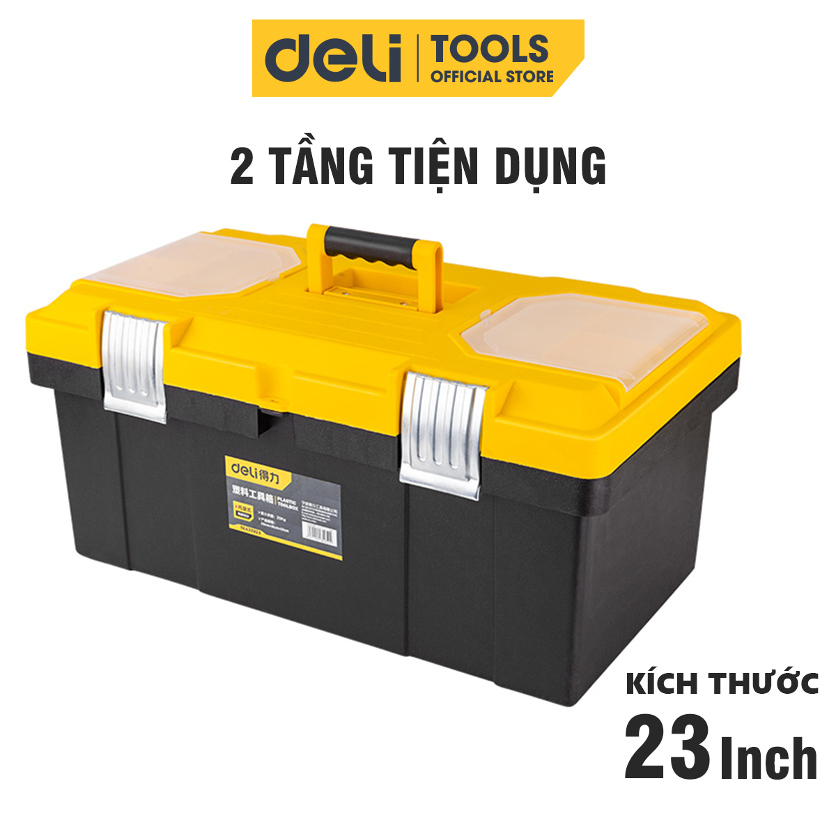 Hộp Đựng Đồ Nghề Deli - Thiết Ké 2 Tầng, Ngăn Đựng Phụ Kiện Tiện Dụng - Kích Thước 23inch Đáp Ứng Nhu Cầu Sử Dụng