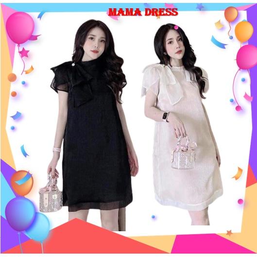 Váy bầu thời trang giá rẻ - đầm bầu dự tiệc thiết kế đẹp MAMADRESS FREESIZE 45-65kg chất VOAN 2 LỚP V22