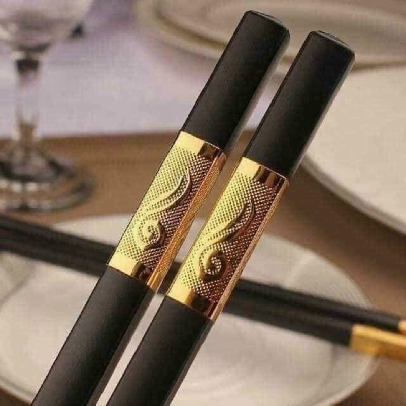 Bộ 10 Đôi Đũa Mạ Vàng, Đũa Hợp Kim Chống Mốc