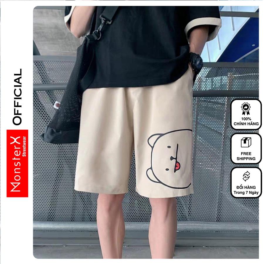 Quần Short Đùi Gấu unisex MONSTERX thể thao basic nam nữ oversize phong cách đường phố Hàn Quốc Ulzzang