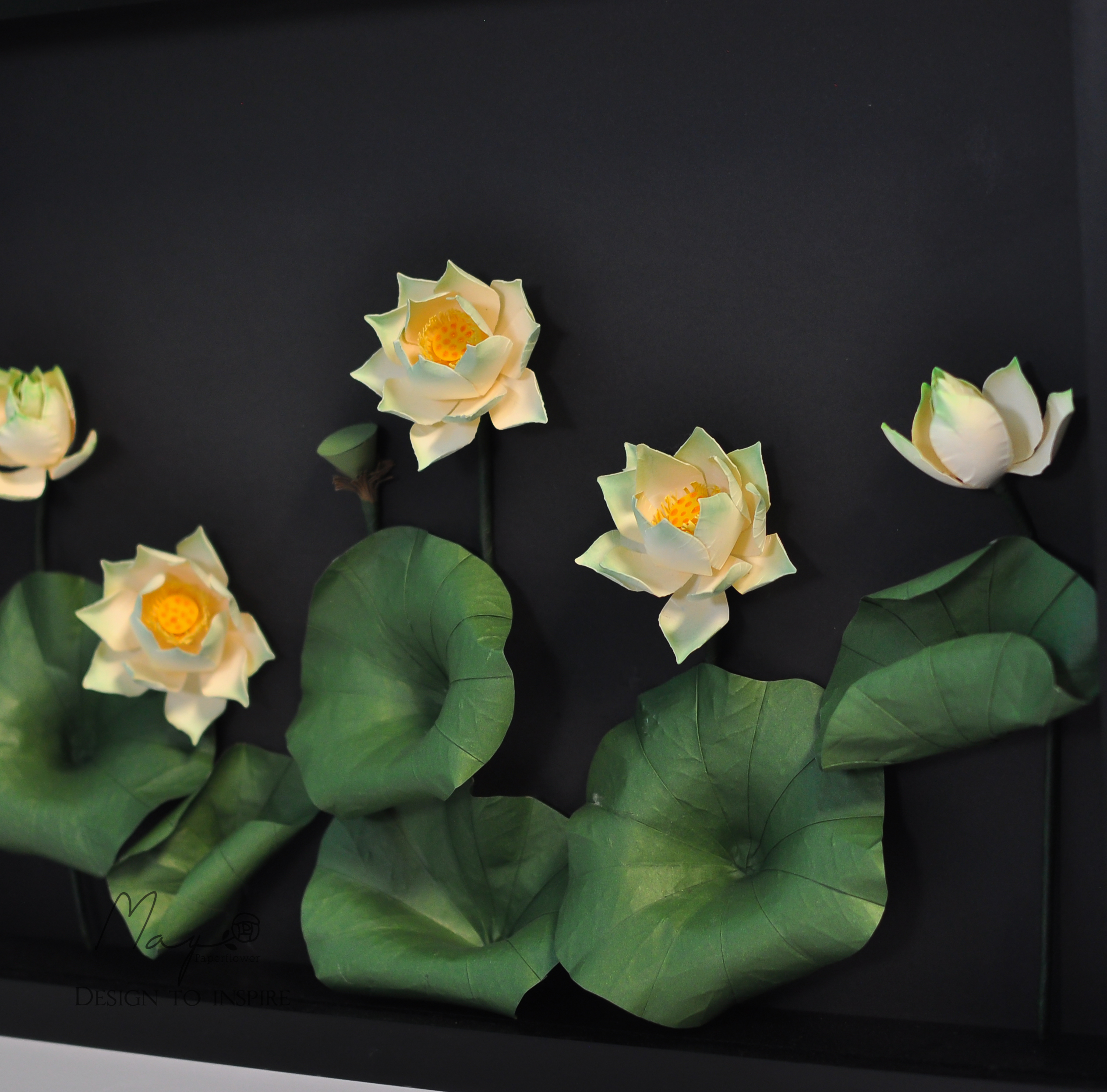 Tranh hoa giấy handmade trang trí cao cấp VIETNAM LOTUS 30x40cm - Maypaperflower Hoa giấy nghệ thuật