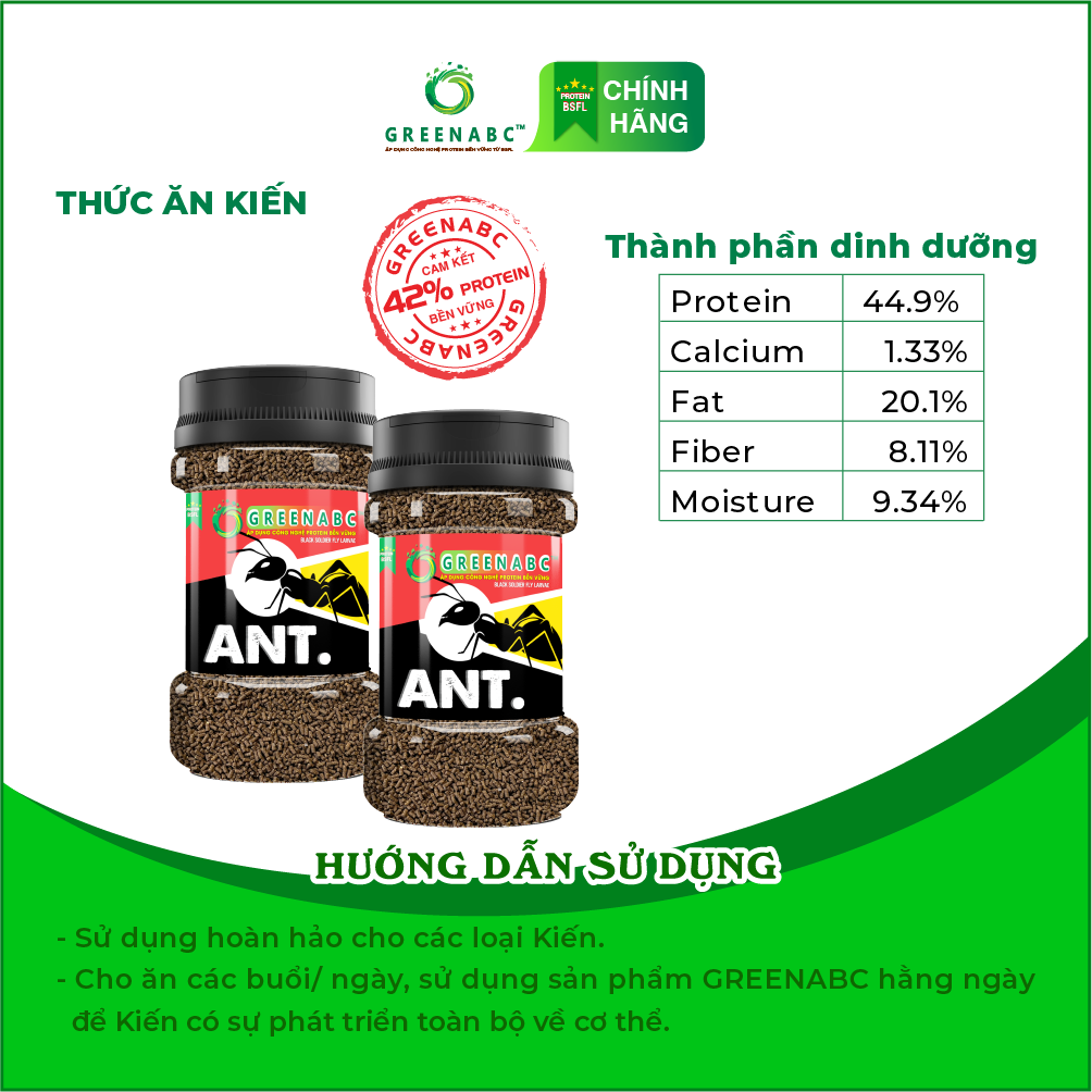 Thức ăn dành cho Kiến GREENABC từ côn trùng - Hộp 60g - Tăng sức khỏe, hỗ trợ kiến phát triển mạnh mẽ, tiêu hóa tốt