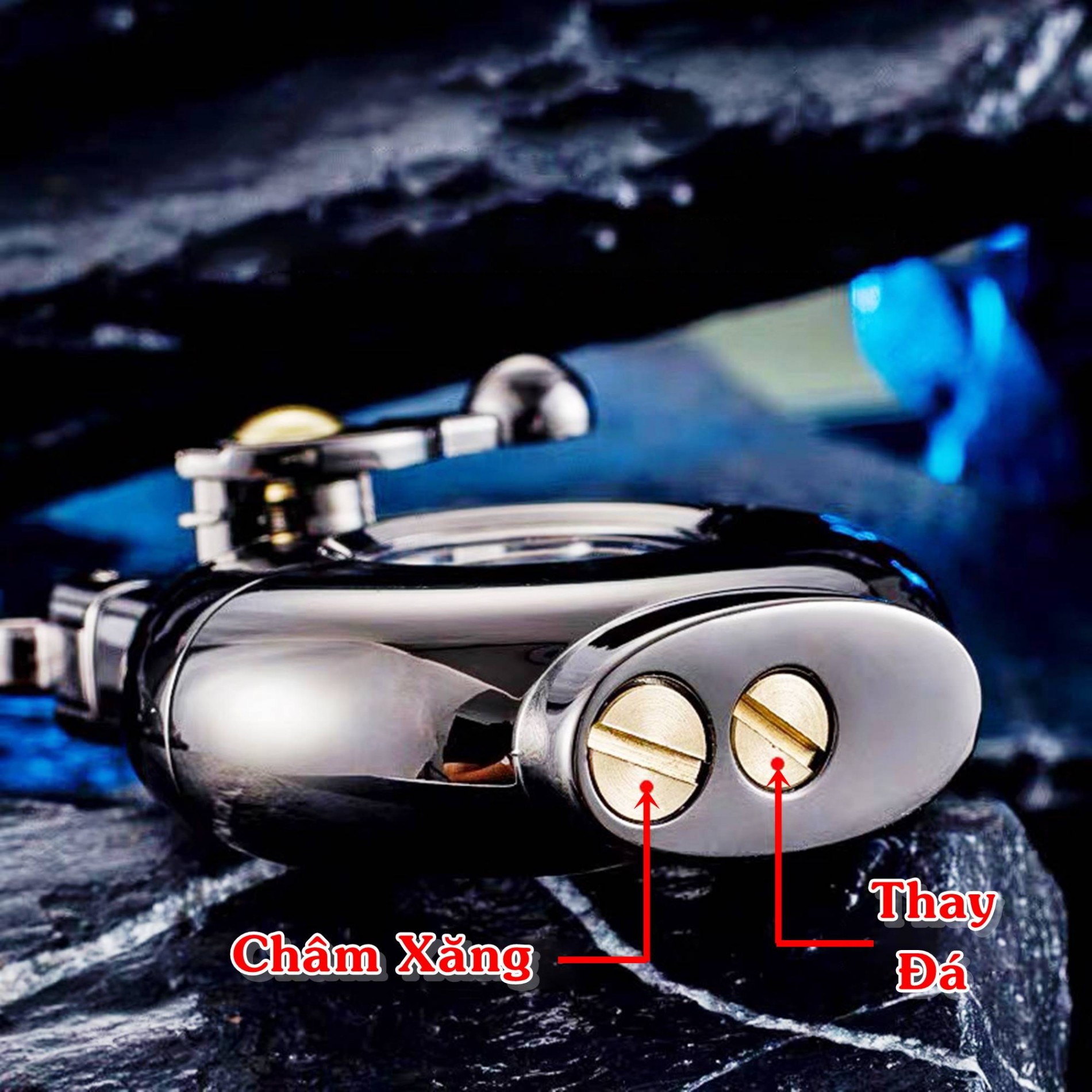 Bật lửa hột quẹt xăng lộ thiên CHIEF CF231 búng tay đánh lửa FULLBOX - xài xăng