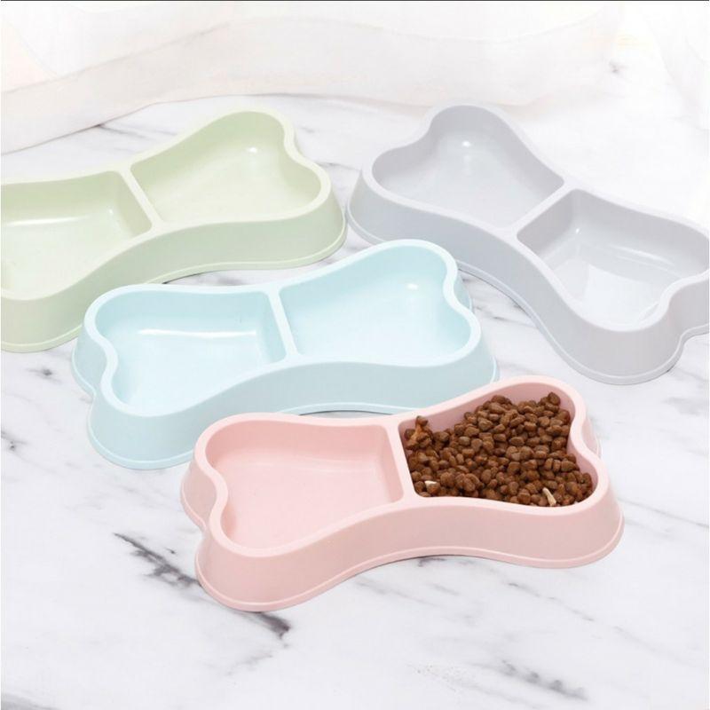 Bát nhựa đôi hình khúc xương cho chó mèo