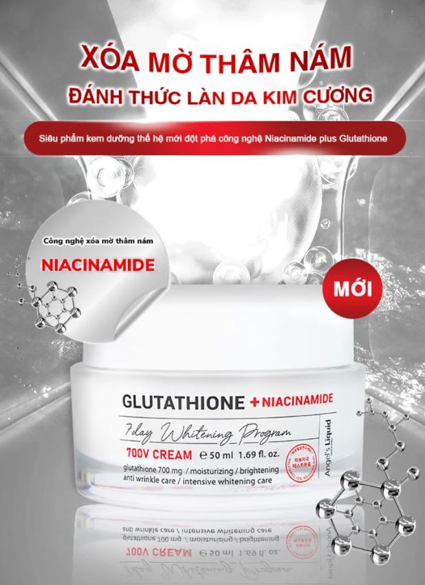 Kem Dưỡng Hỗ Trợ Giảm Thâm Nám Angel's Liquid Glutathione + Niacinamide 7Day Whitening Program 700 V-Cream