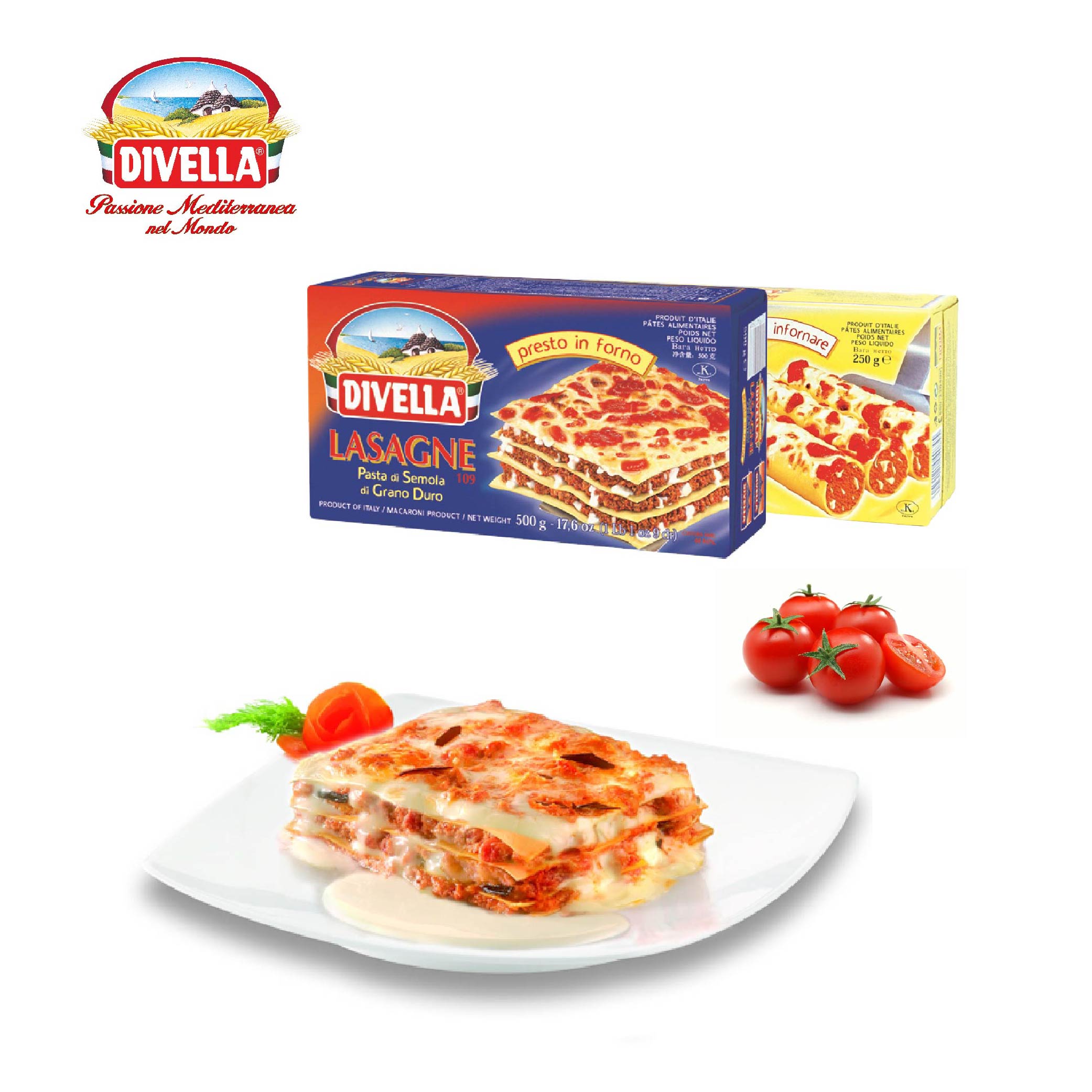 Mì lá Divella Lasagne số 109 – hộp xanh không trứng 500g