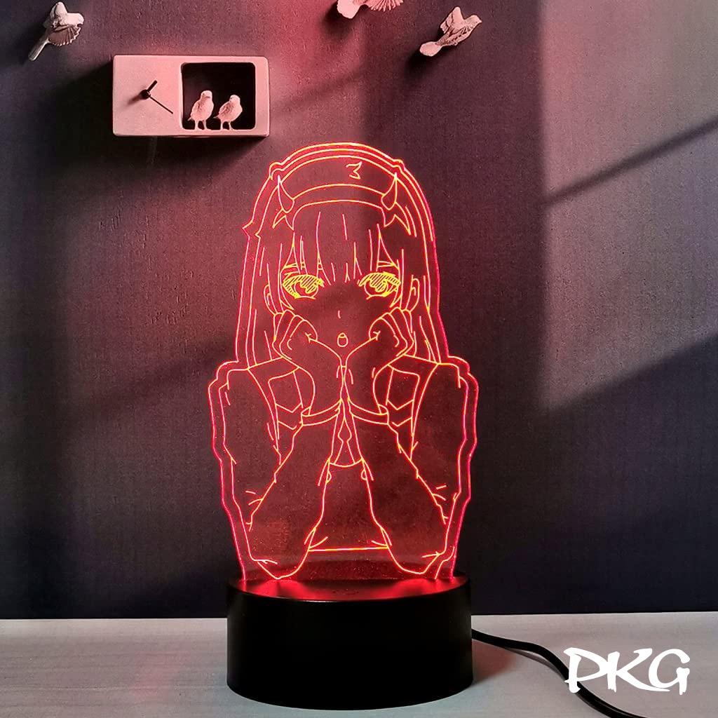 Đèn Ngủ Led 3D Hình ZERO TWO ANIME Quà Tặng Trang Trí cảm ứng có Điều khiển từ xa nháy sáng 16 màu