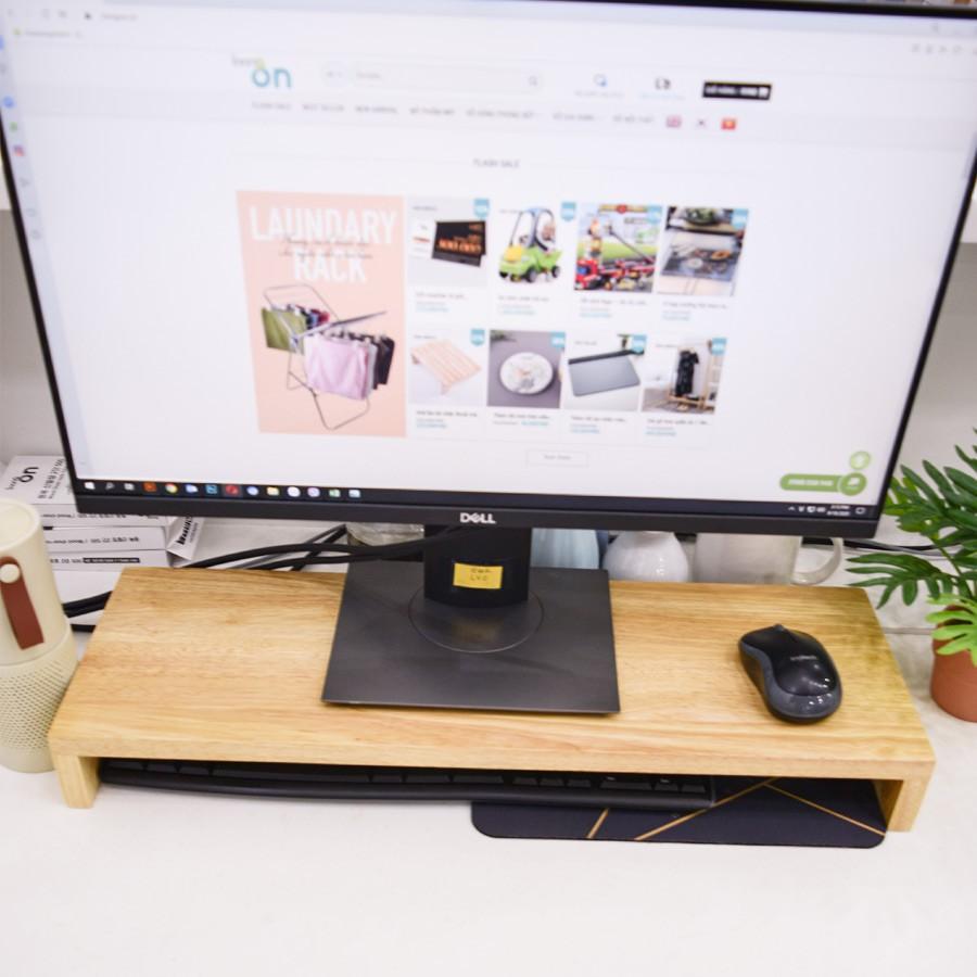 Kệ gỗ để màn hình máy tính đa năng gỗ thông tự nhiên kích thước 50x20x7 cm