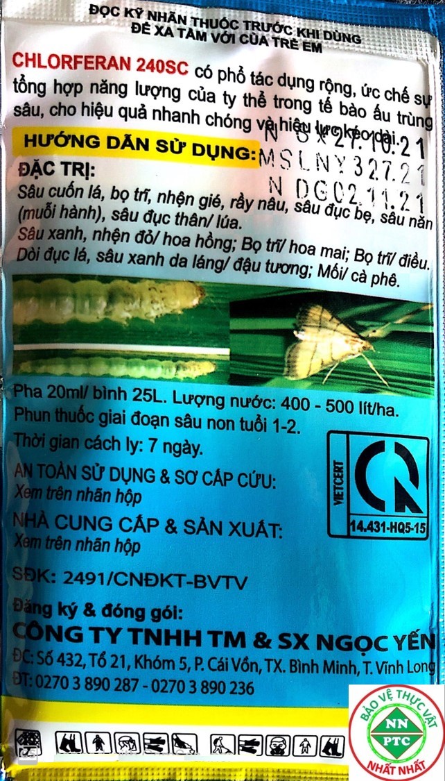 THUỐC TRỪ SÂU chlorferan 240SC  CHIM SÂU - VUA DIỆT SÂU CUỐN LÁ, SÂU Đục Thân