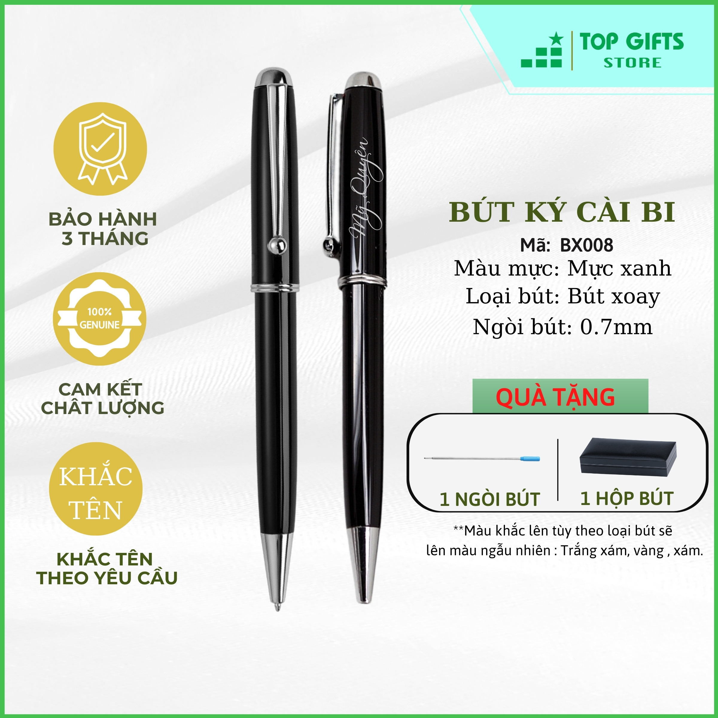 Bút Ký Khắc Tên Bút Kim Loại Cài Bi PX012  - Miễn Phí Khắc Tên