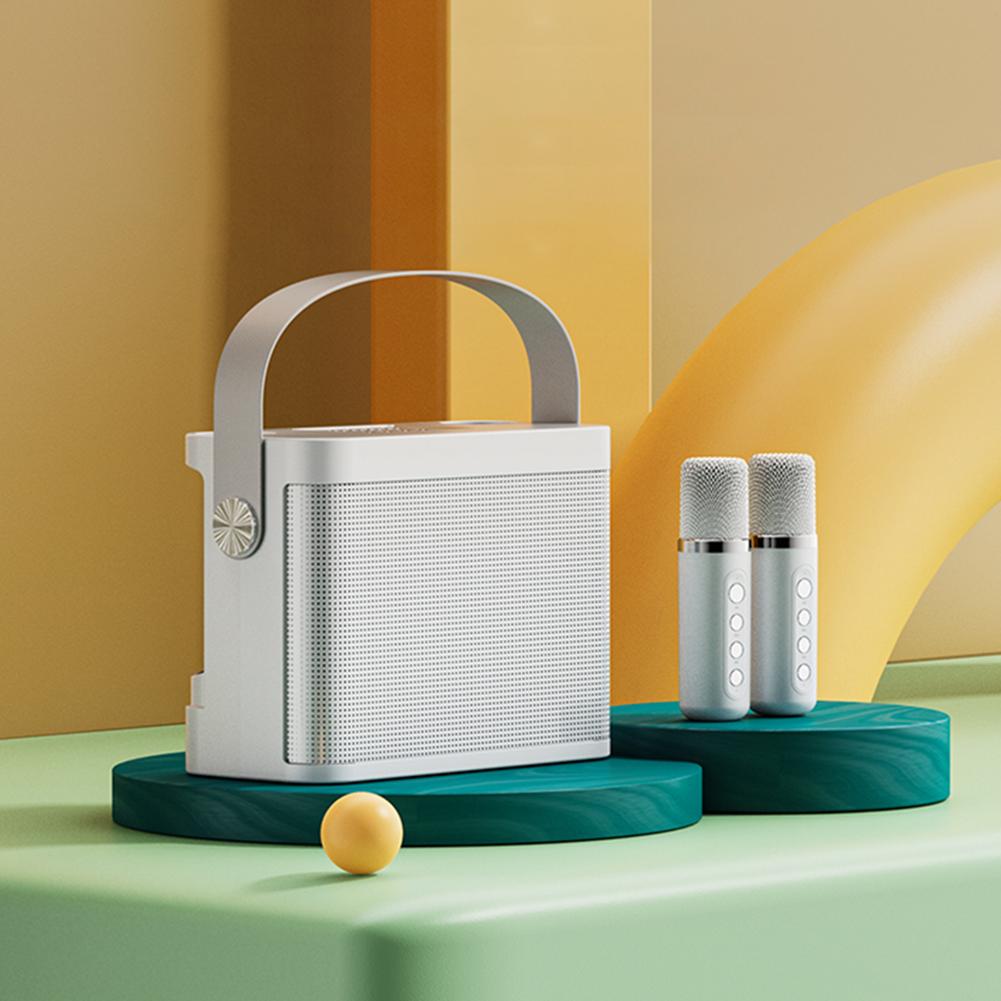 YS-219 Karaoke Machine Di động Hệ thống loa Bluetooth không dây với 2 micrô tất cả các gia đình KTV loa Set Color: Ys-218 White