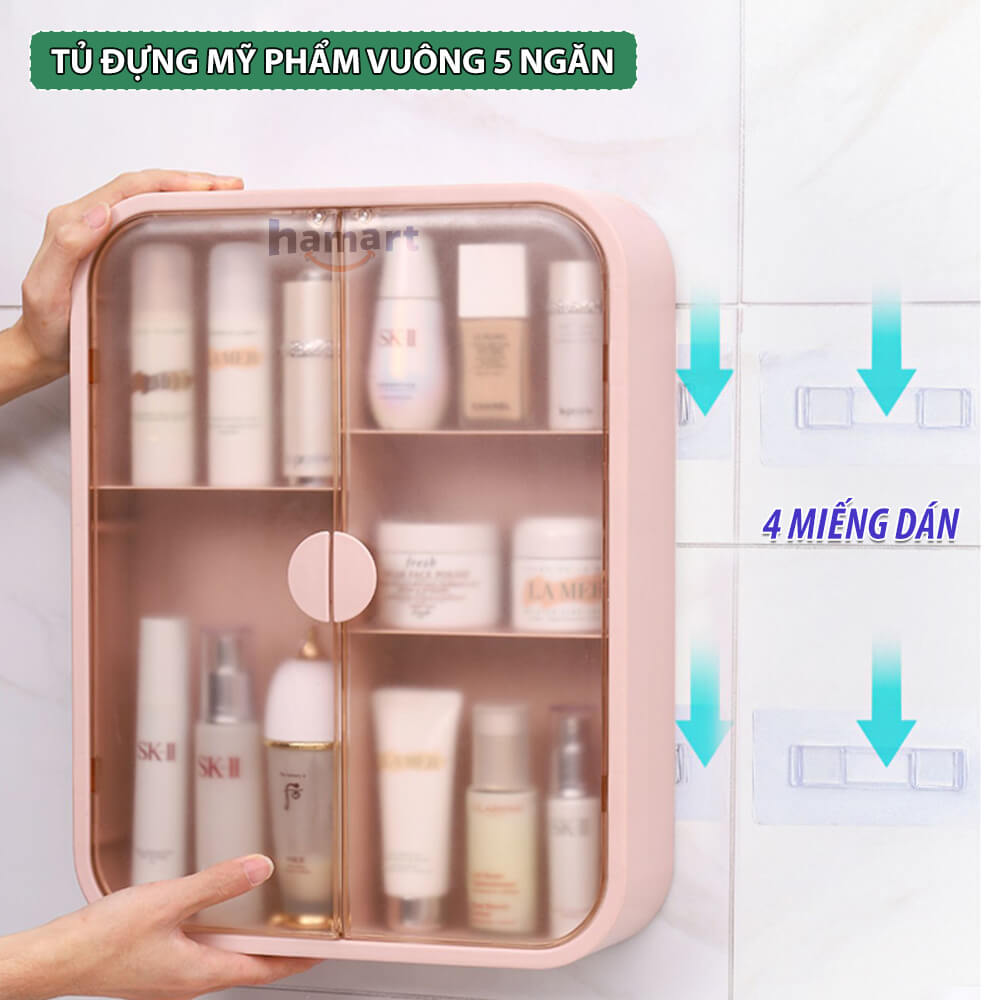 Miếng Dán Tủ Đựng Mỹ Phẩm Treo Tường Bản Lớn Thay Thế Kệ Để Đồ Trang Điểm Nhà Tắm Hamart