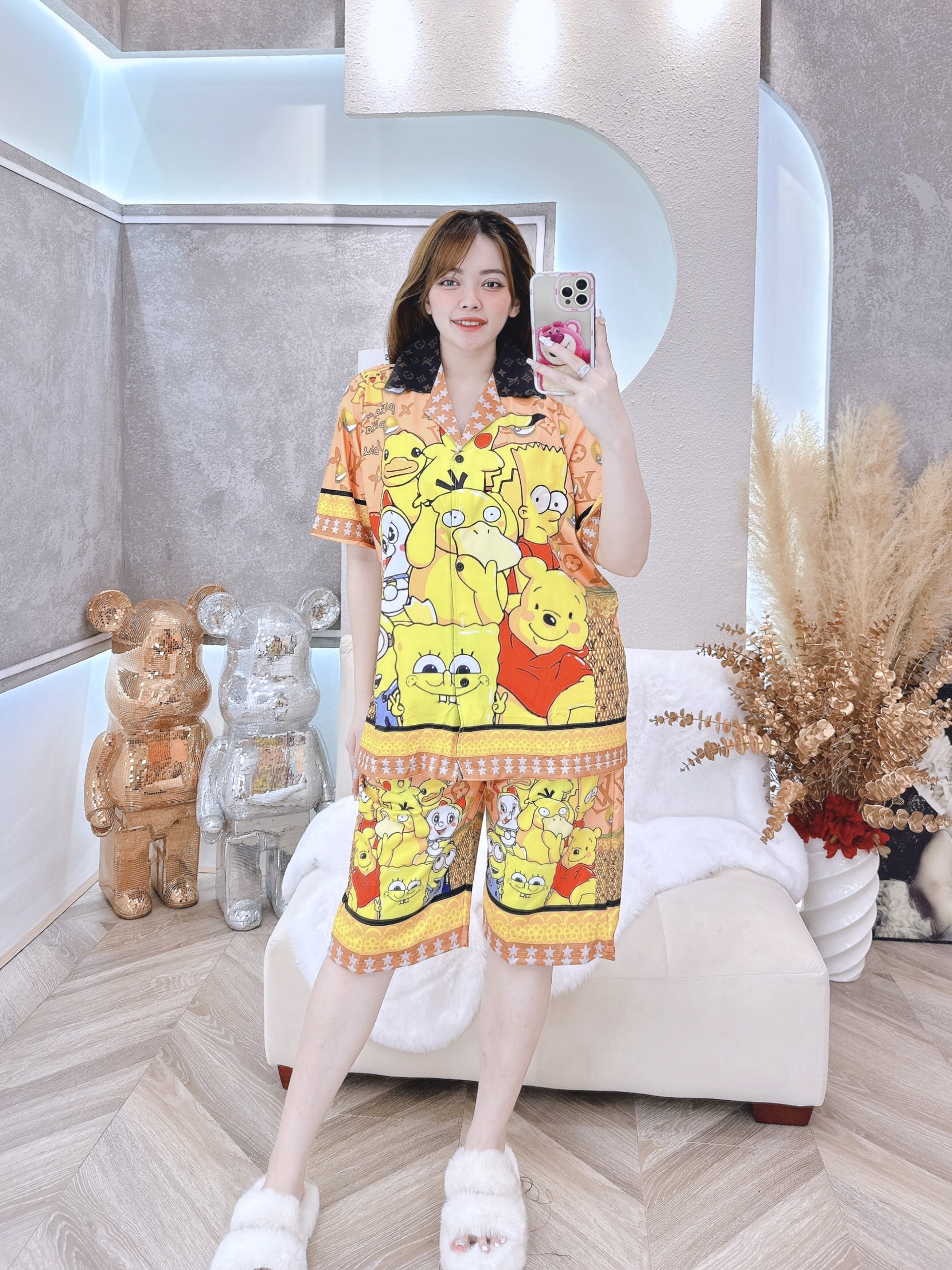 Đồ bộ bigsize lửng in 3D hoạt hình chất thun lạnh. Đồ bộ lửng bigsize. Đồ bộ thun lạnh bigsize. bobigsizelung2thunlanh