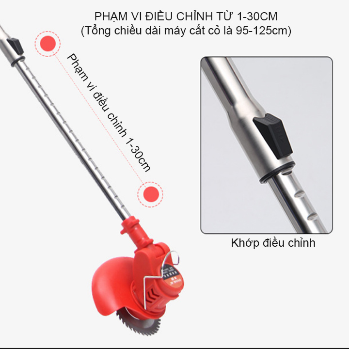 Máy cắt cỏ chạy pin sạc 21V chạy khỏe, êm, kèm theo các loại lưỡi cắt