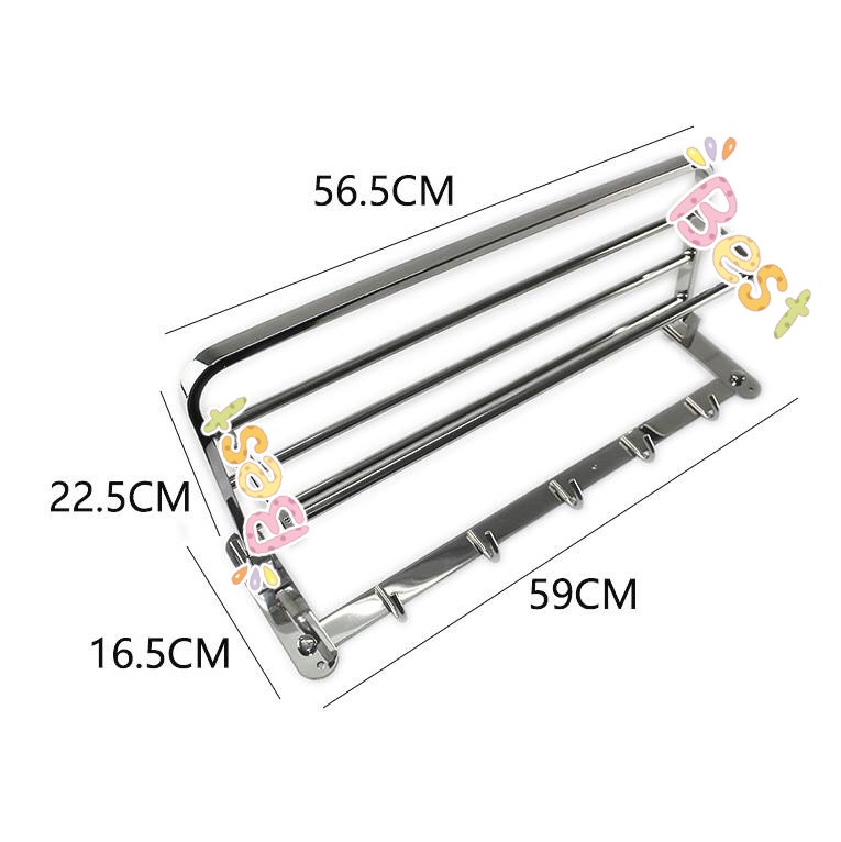 Kệ Inox SUS304 gập đứng để khăn tắm treo tường