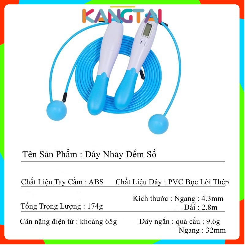 Dây nhảy thể dục điện tử đếm số vòng , calo , đếm ngược đồng hồ led hiển thị chính xác , dây PVC lõi thép cao cấp