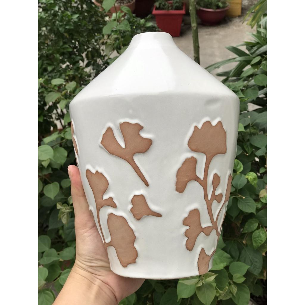 BÌNH HOA GỐM SỨ XUẤT KHẨU TRANG TRÍ DECOR BÌNH CẤM HOA XK12