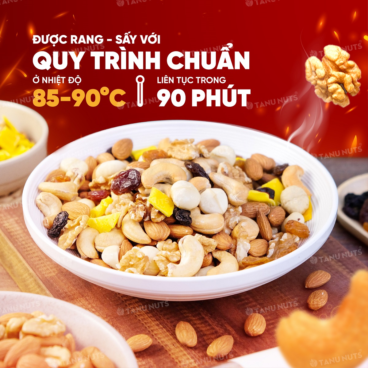 Hạt dinh dưỡng mix 7 loại TANU NUTS hũ 500g/350g, hạt ngũ cốc bà bầu gồm macca, óc chó, hạnh nhân, điều, nho, xoài, việt quất