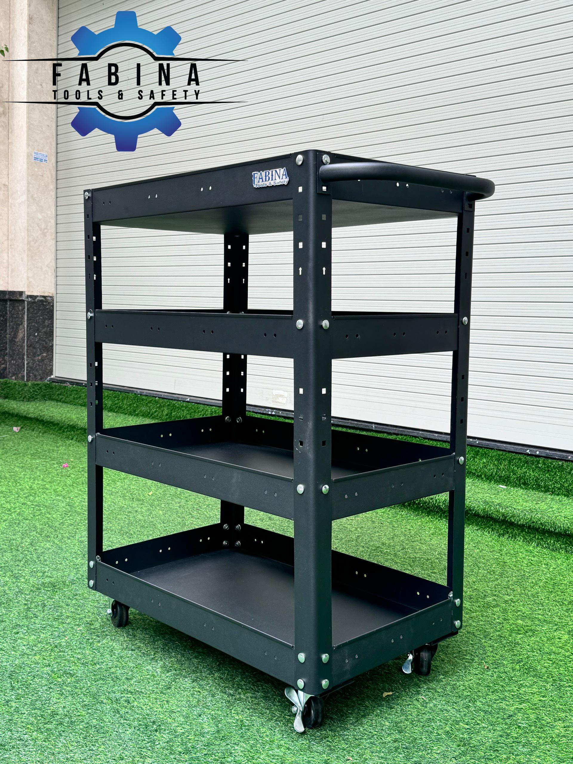 Kệ thép di động 4 ngăn cao 980mm màu đen FABINA