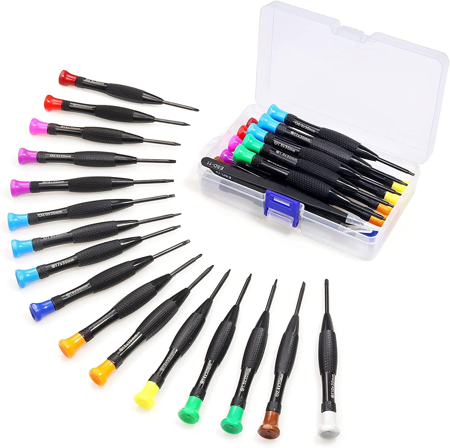 18 mảnh Torx vi từ trường nhỏ Torx đầu bằng chữ thập nhỏ, tuốc-nơ-vít T3 T4 T5 T6 T7 T8 T9 T10 Brutế một cái đồng hồ nhỏ