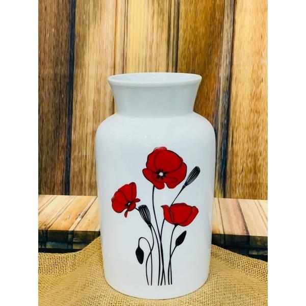 Bình cắm hoa dáng ống cao 28cm,men sứ xương. Gốm sứ Bát Tràng.