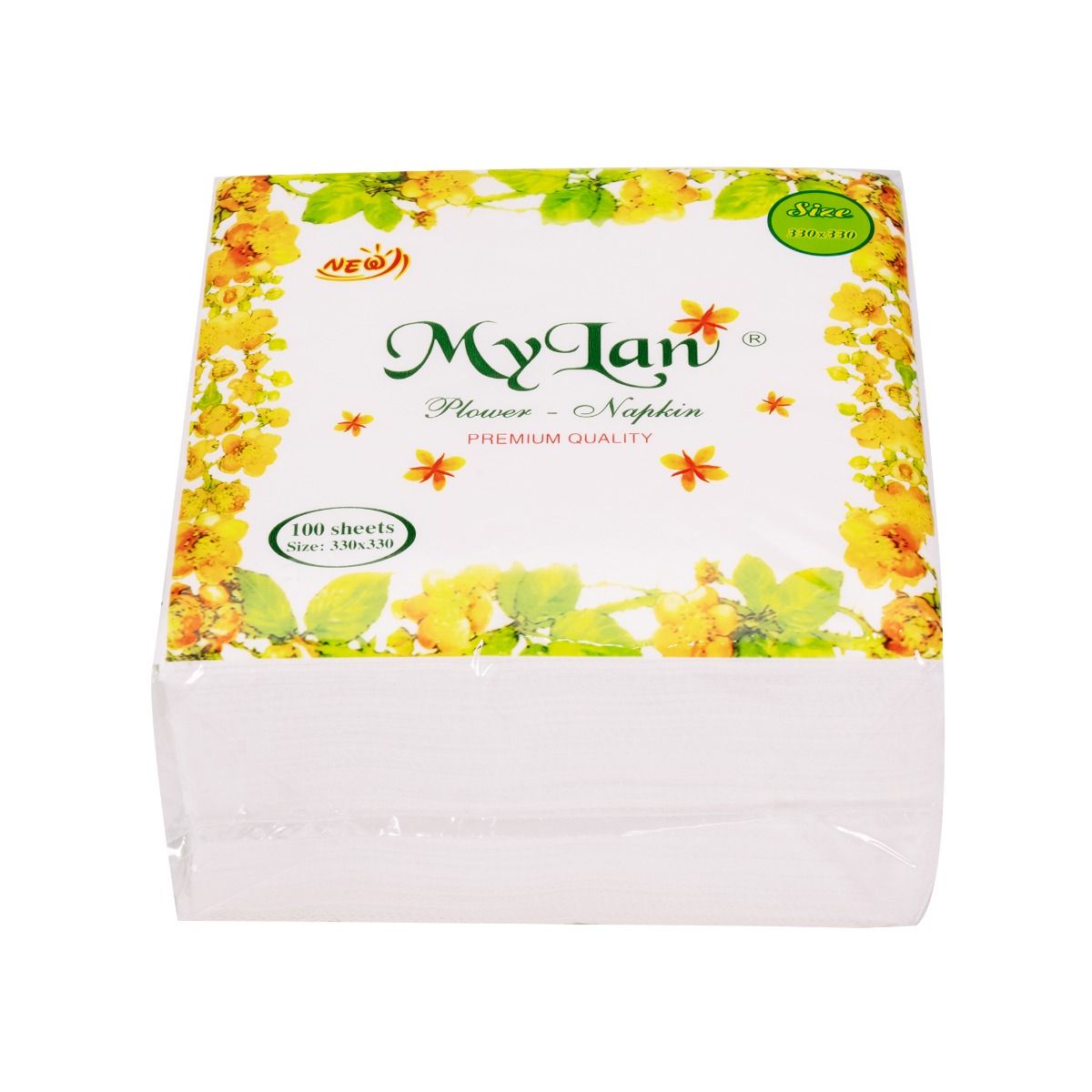 Khăn Giấy MyLan Loại 330x330mm (100 Tờ/Gói)  Loại Vuông Hoa Vàng