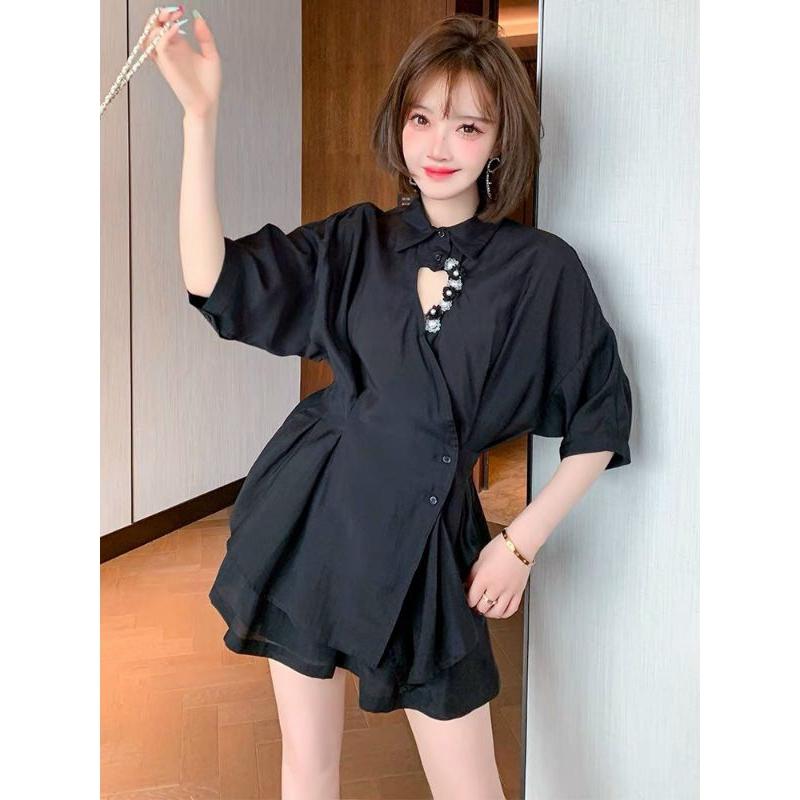 BỘ SHORT CỔ KHOÉT KẾT HOA