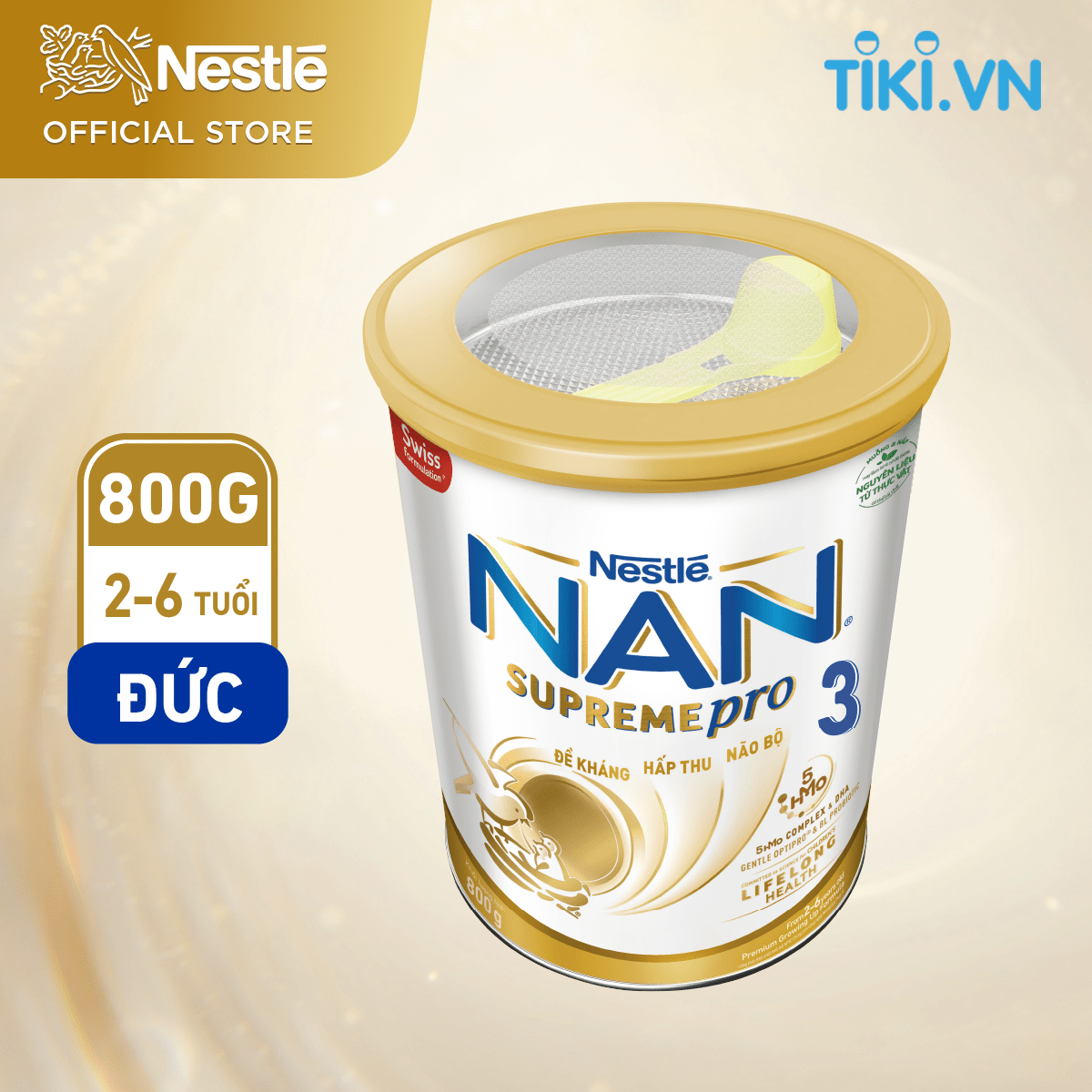 Bộ 2 Lon Sữa Bột Nestlé NAN SupremePro 3 với 5HMO giúp tăng đề kháng, đạm Gentle Optipro giúp dễ hấp thu &amp; ngừa nguy cơ dị ứng (chàm sữa) - SP nhập khẩu từ Đức Tặng Micro ca hát  (2 - 6 tuổi)