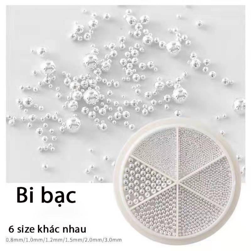 Bi nail trang trí móng vàng bạc mix size 6 ô-beeshi shop nail