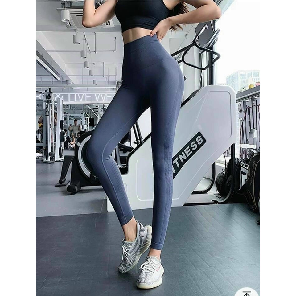 Quần Legging Yoga Nữ Mới 2020 Lưng Cao Eo Cao Vải Dệt Kim Co Giãn 