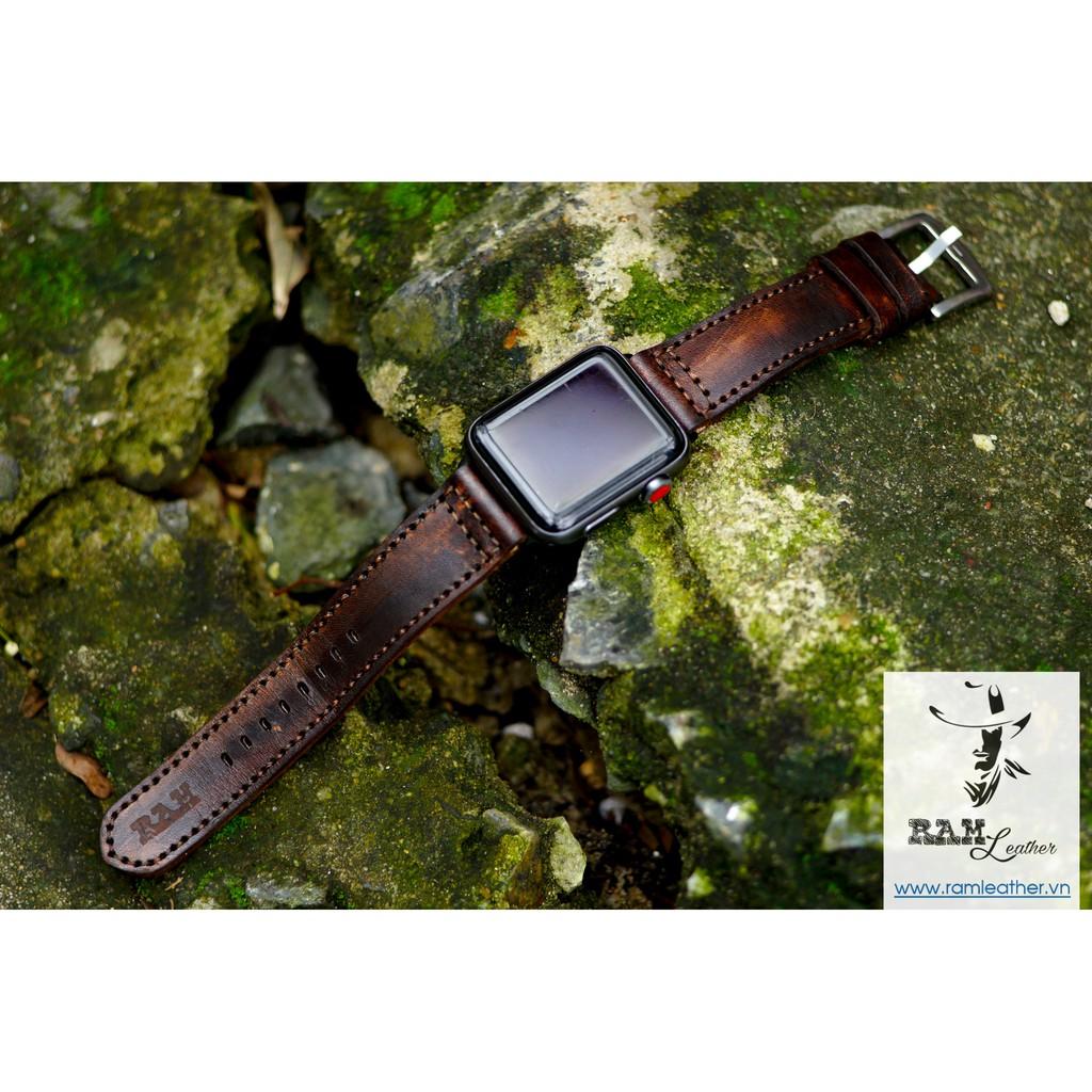 DÂY ĐỒNG HỒ DA BÒ THẬT CHO APPLE WATCH – RAM PILOT MÀU CHOCOLATE - HÀNG CHÍNH HÃNG RAM LEATHER