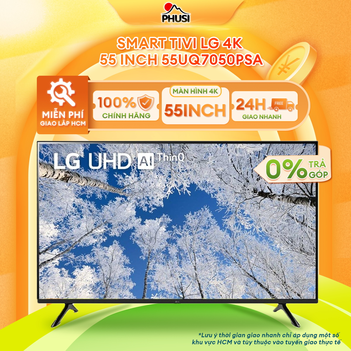 Smart Tivi LG 55 Inch 4K 55UQ7050PSA - Hàng chính hãng - Chỉ giao HCM