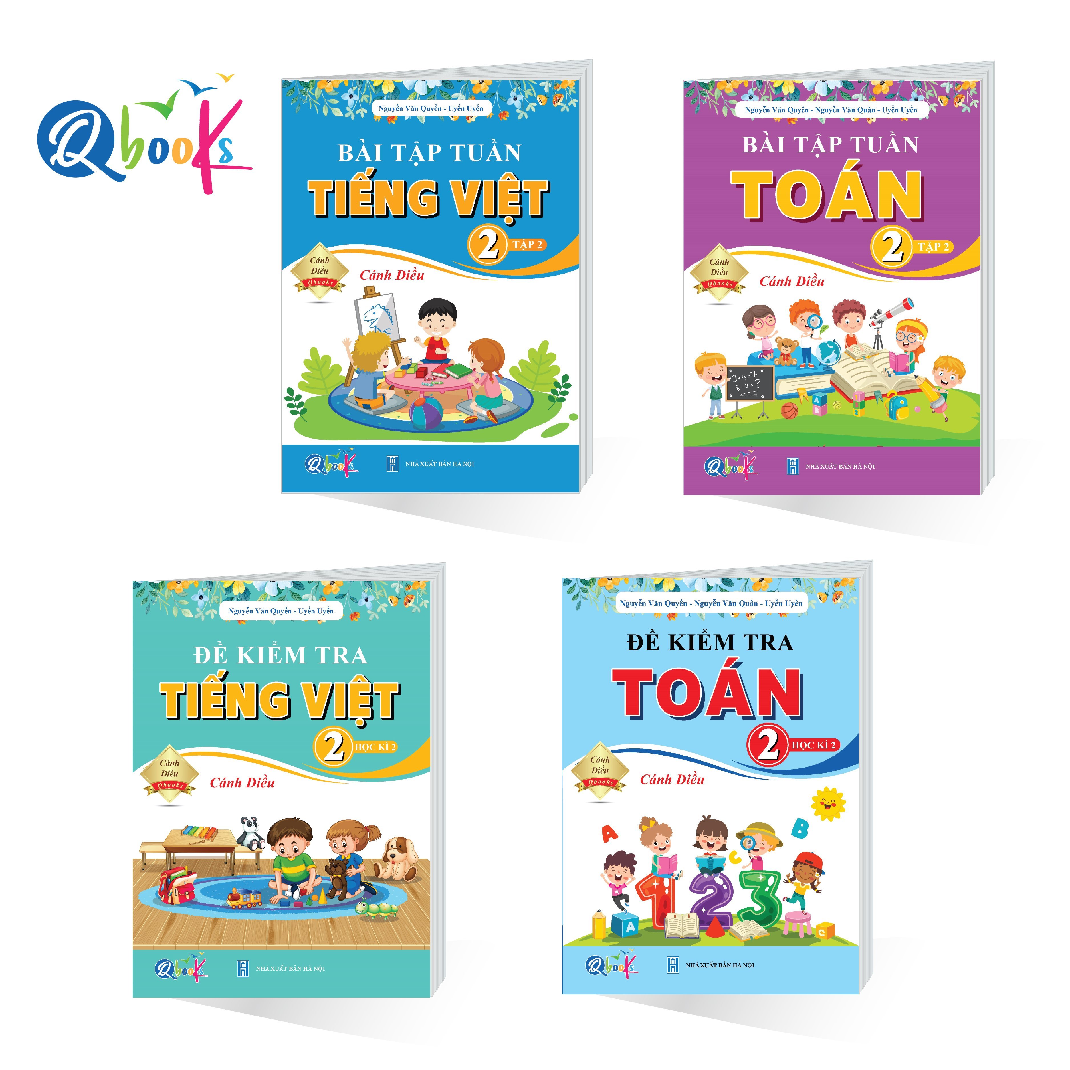 Bộ sách Bài tập tuần và Đề kiểm tra Toán, Tiếng Việt Lớp 2 kỳ 2 Cánh Diều. Qbooks