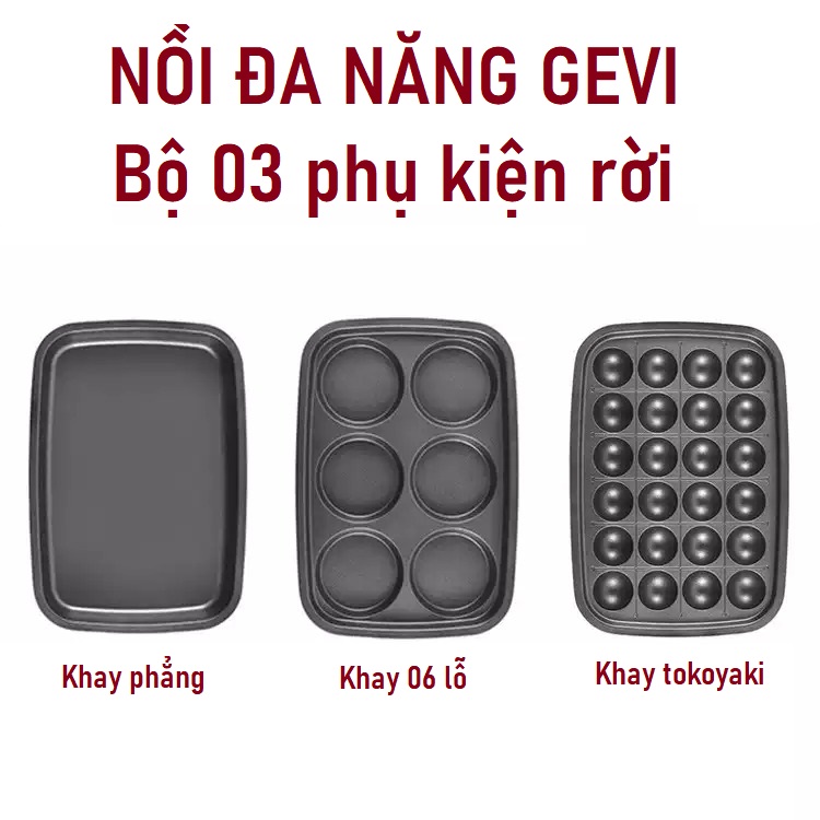 Phụ Kiện Bộ Nồi Đa Năng GEVI (03 Khay) - Hàng Chính Hãng