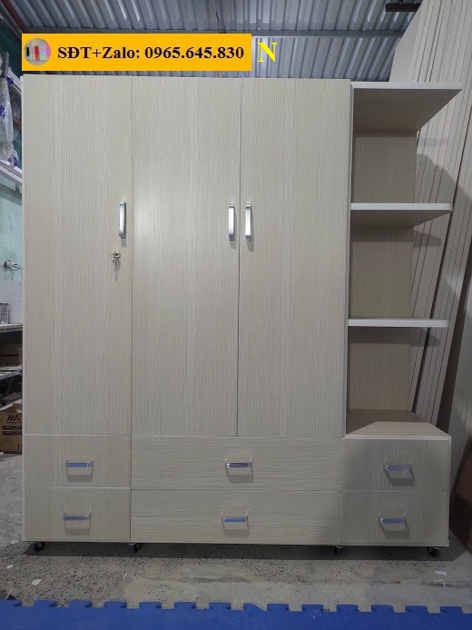 Tủ Nhựa Đài Loan 3 Cánh 1 Kệ Màu Gỗ Sồi N001