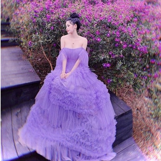 FAIRY DRESS - NÀNG TIÊN DỊU DÀNG, MỘNG MƠ, ĐẦM VOAN TÍM TAY CÁNH TIÊN