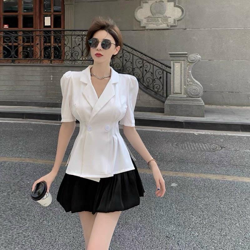 Sét áo vét + chân váy xếp ly Elana Boutique