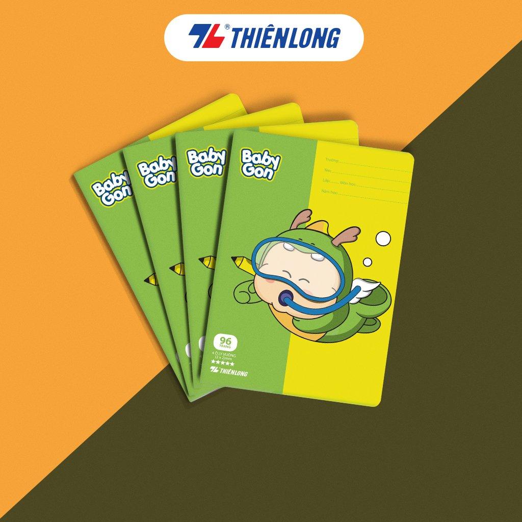 [TẶNG 02 CUỐN] Combo 10 Tập học sinh 96 trang 4 ô ly vuông 2mm 100gsm NB-124 Thiên Long - Mẫu ngẫu nhiên