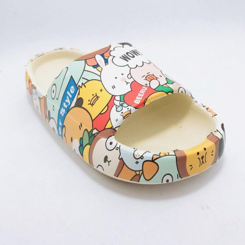 DÉP BÁNH MÌ HOẠ TIẾT HOAT HÌNH CUTE CHO BÉ VÀ NỮ - chất liệu tốt , mang êm chân , đế dày chống trơn trợt bền DT