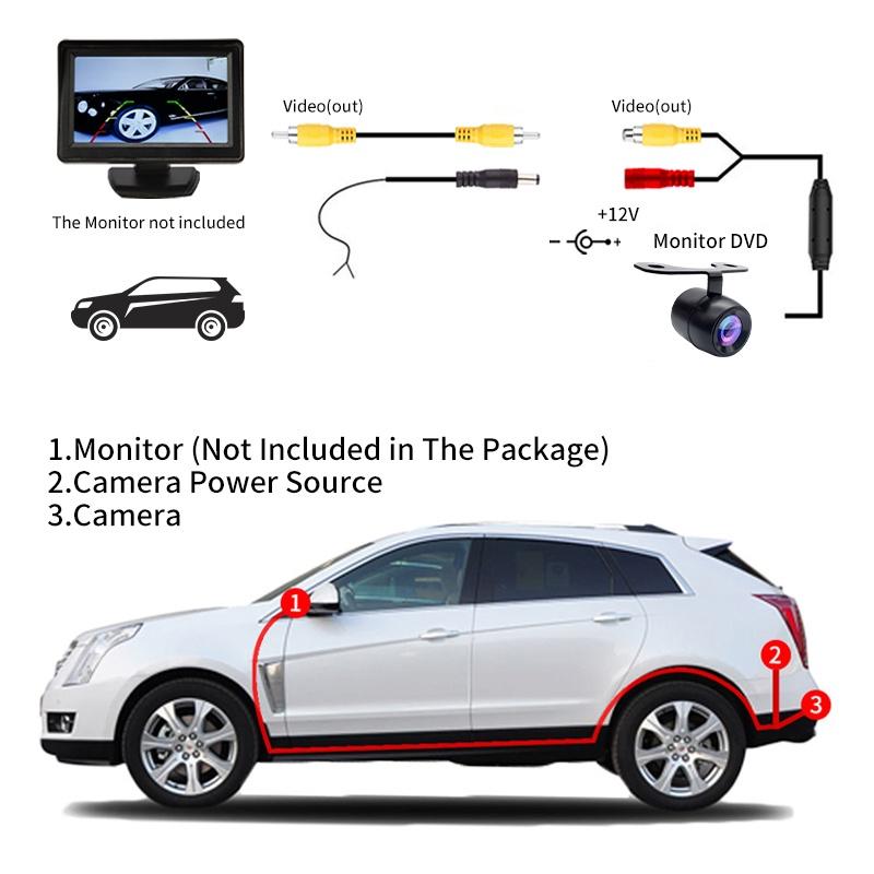 Camera HD CCD Góc Rộng Xoay Tự Động Tầm Nhìn Ban Đêm Chống Thấm Nước Tiện Dụng Cho Xe Hơi