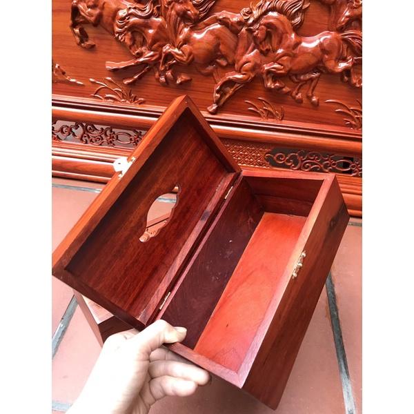 Hộp đựng khăn giấy ăn gỗ hương hình chữ nhật kích thước 25*14*10