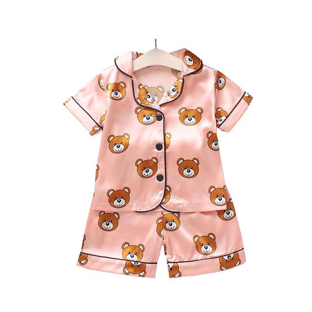 Bộ Ngủ Cộc Tay Cho Bé, Bộ Pijama Cộc Tay Cho Bé In Hình Gấu Cực Đẹp Từ 7 - 27kg - ROSY KIDS