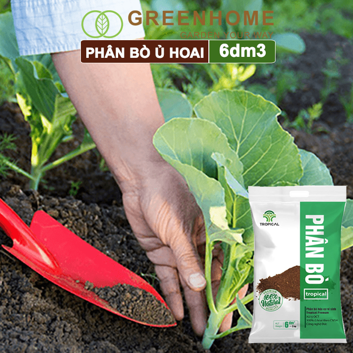 Phân Bò Ủ Vi Sinh GreenHome, Sfarm, Bao 2kg, Bổ Sung Dinh Dưỡng Đa, Trung, Vi Lượng Và Acid Humic