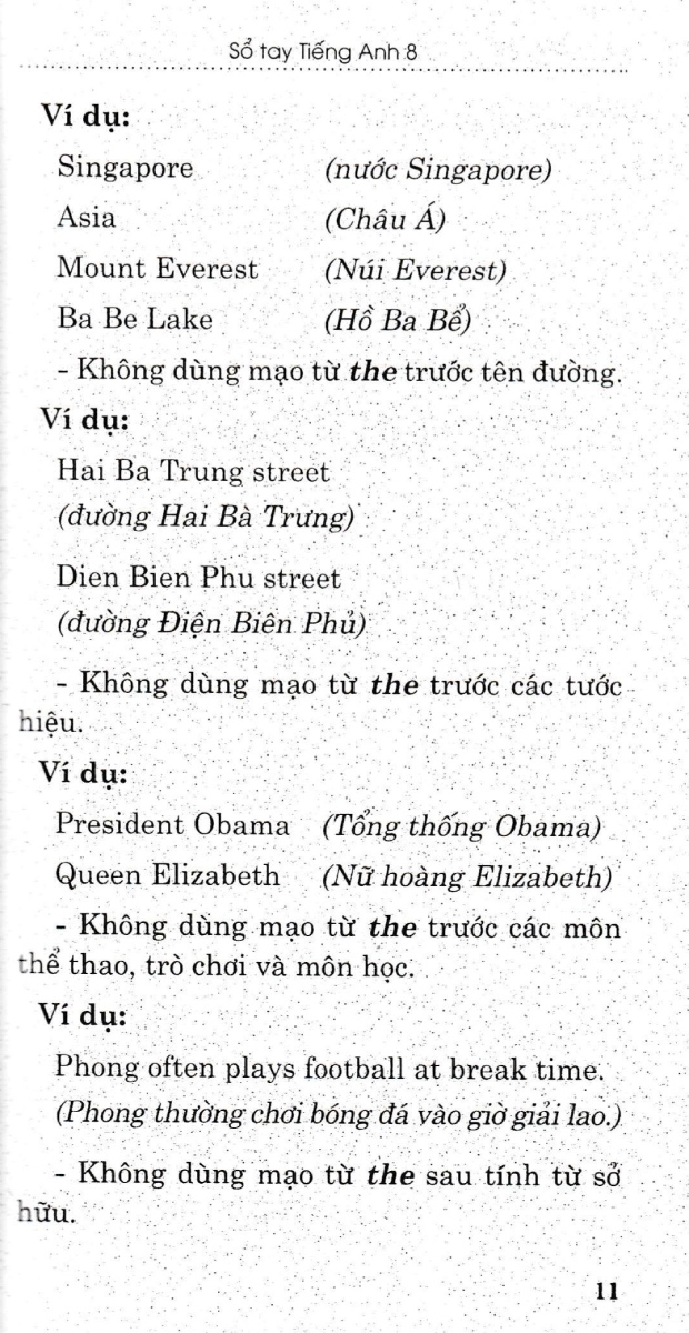 Sổ Tay Tiếng Anh Lớp 8 (Dùng Chung Cho Các Bộ SGK Hiện Hành) _HA