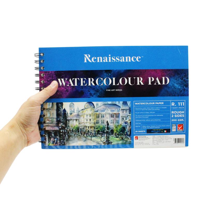 Tập Vẽ Lò Xo Màu Nước 11 x 7.5 inch 200gsm - Renaissance R-111 (20 Tờ)