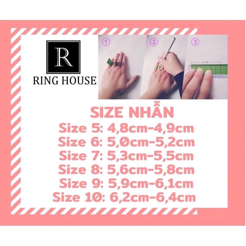 Nhẫn Titan Nam Nữ Nửa Vòng Ngọc Sáng Đẹp
