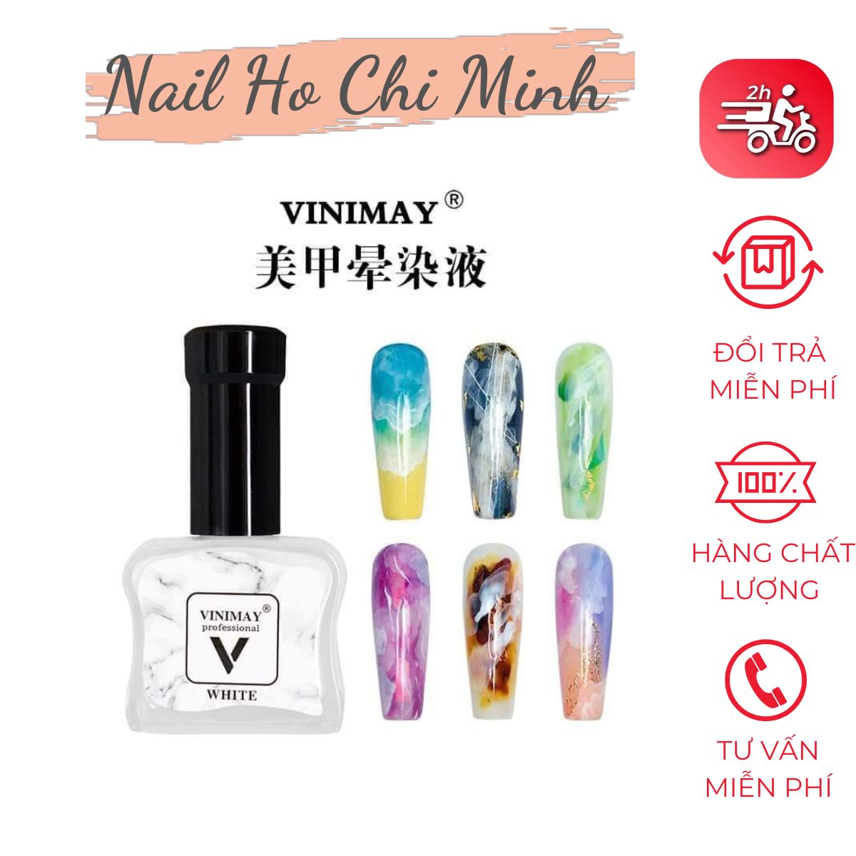 [HCM]Loang cồn đen, trắng Vinimay cao cấp - loang cồn trang trí móng tay nghệ thuật 15ml (lẻ 1 chai)