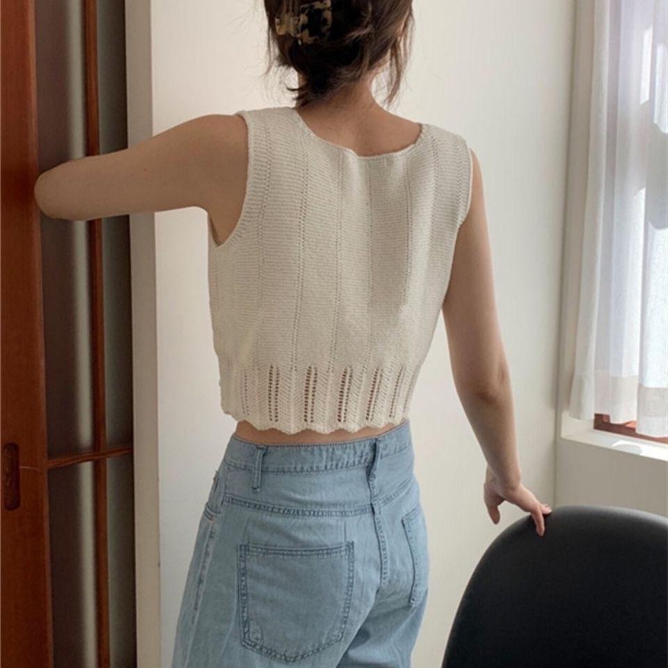 MS614 Áo ba lỗ nữ len dệt kim croptop cổ V bo gấu Phulinh2505 hàng Quảng Châu