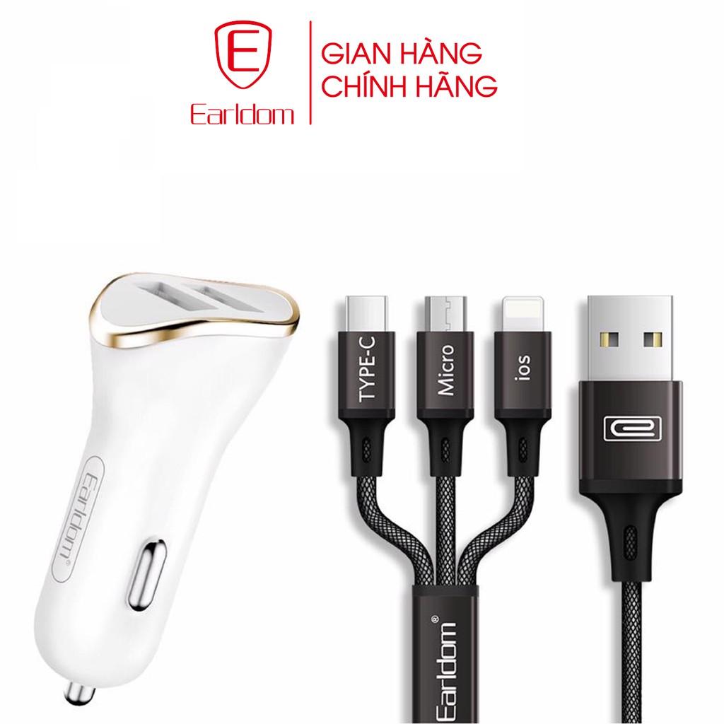 Tẩu sạc nhanh ô tô 2.1A, 2 cổng USB Earldom ES-120 - Hàng chính hãng