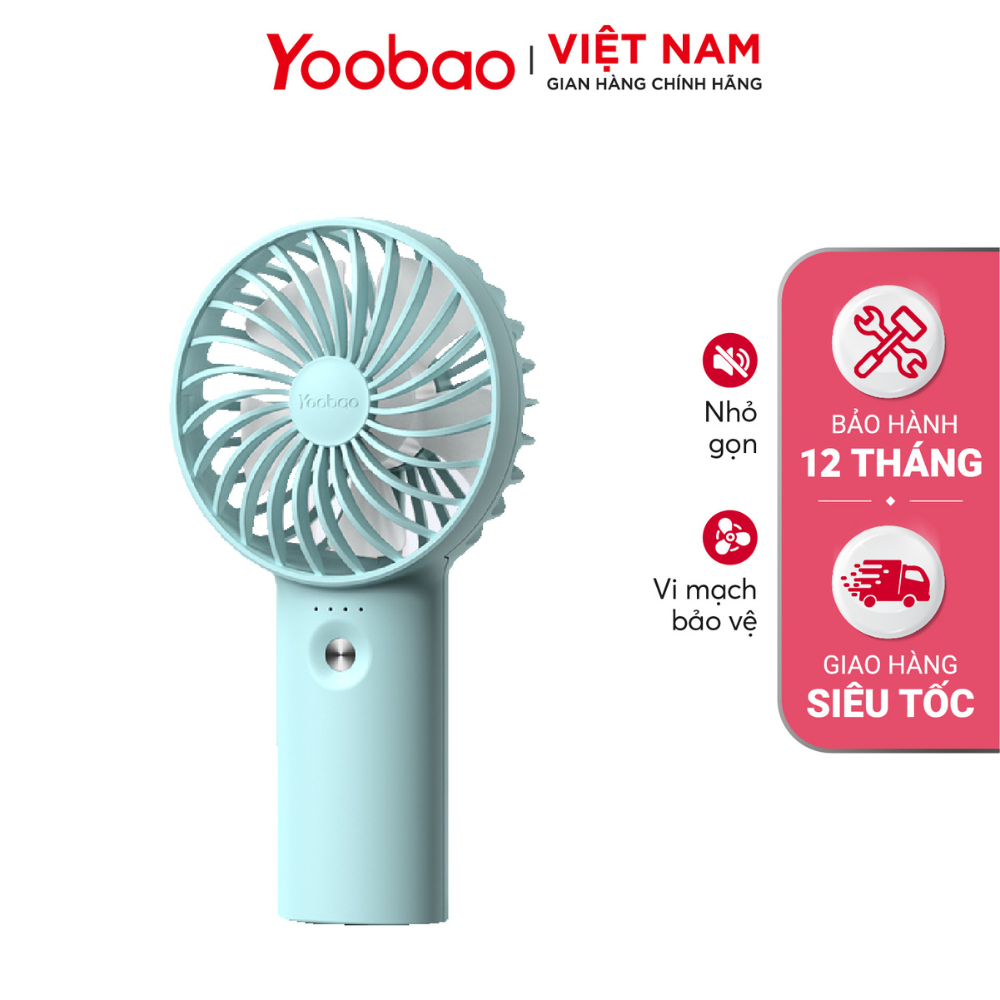 Quạt cầm tay YOOBAO F3 3000mAh - 6000mah - Quạt 4 cánh với 3 chế độ gió Nhỏ gọn tiện lợi - Hàng chính hãng - Bảo hành 12 tháng